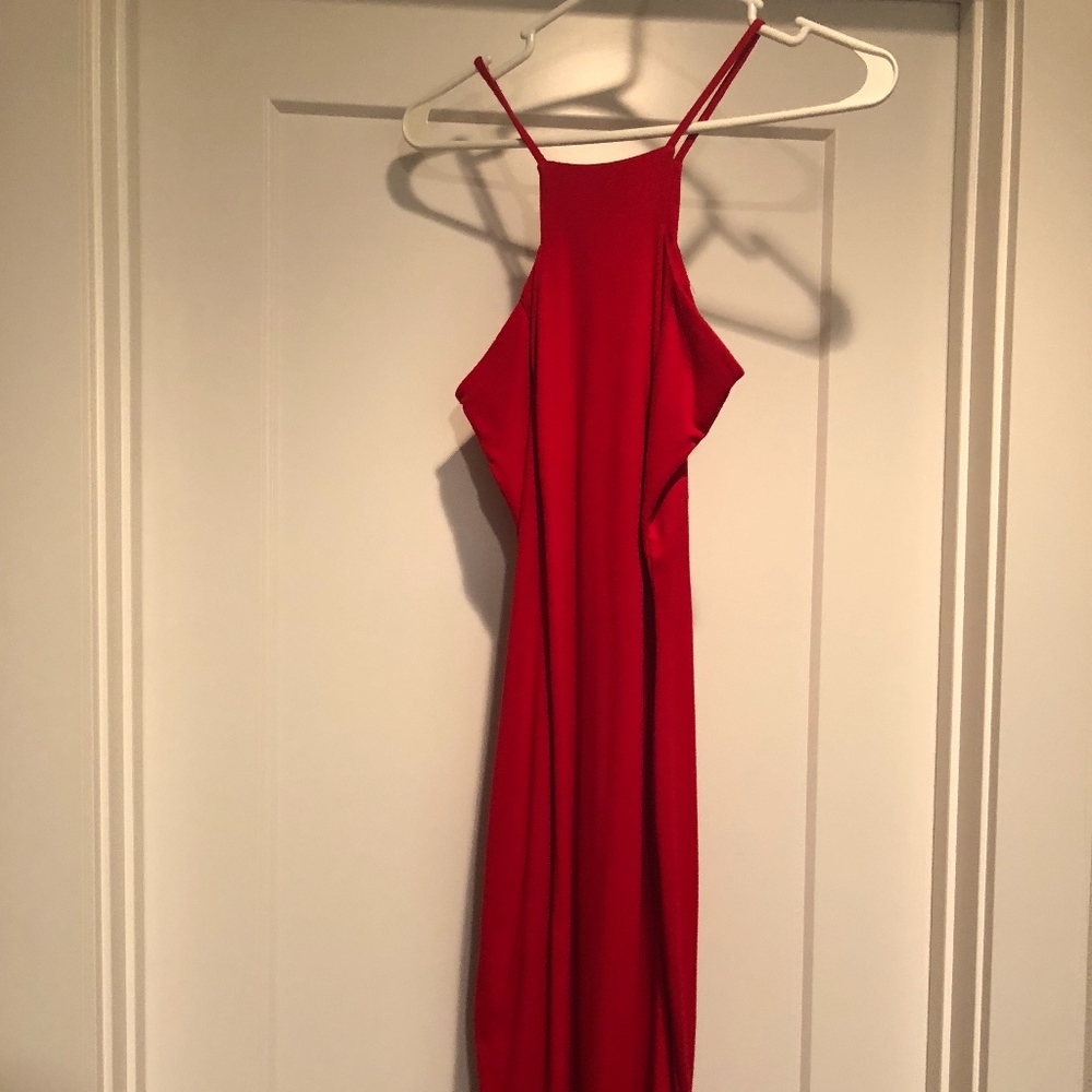 Red Fitted Midi Dress - worn once